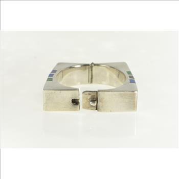 Sterling Silver Lapis Sugilite Malachite Square Bangle Bracelet 6.5