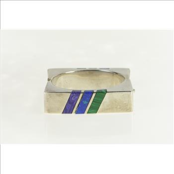 Sterling Silver Lapis Sugilite Malachite Square Bangle Bracelet 6.5