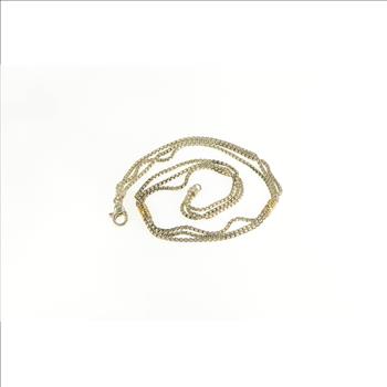 Sterling Silver Layered Box Link 14k Accent Chain Necklace 17.5