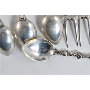 Sterling Silver Lion Statue Hors D'oeuvres Demitasse Spoon Set (8 pcs)