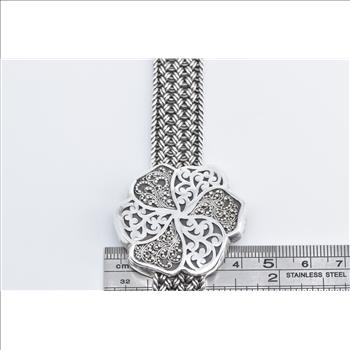 Sterling Silver Lois Hill Ornate Flower Woven Chain Filigree Bracelet 6