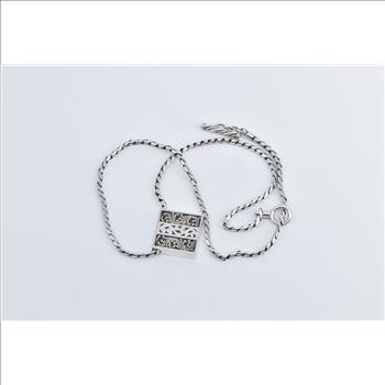 Sterling Silver Lois Hill Square Designer Dot Paisley Chain Necklace 19