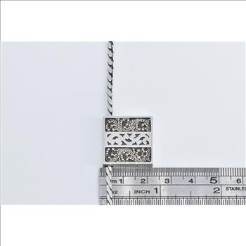 Sterling Silver Lois Hill Square Designer Dot Paisley Chain Necklace 19