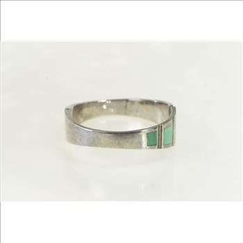 Sterling Silver Malachite Inlay Ornate Oval Bangle Bracelet 7.25