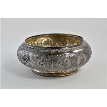 Sterling Silver Malaysian Ornate Provincial Repousse Bowl