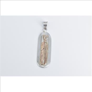 Sterling Silver Mark Yazzie Gold Filled Feather Native American Pendant
