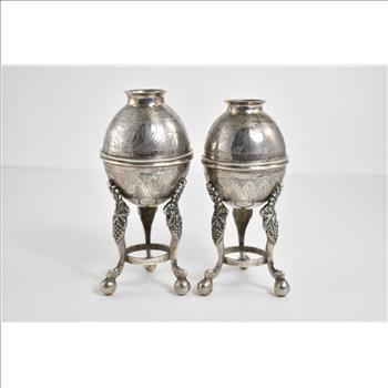 Sterling Silver Mate Heater Tea Set Ornate Set (2x)