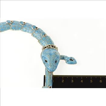 Sterling Silver Melesio Villarreal Taxco Enamel Ornate Snake Necklace 16