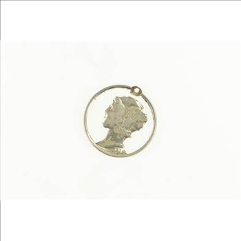 Sterling Silver Mercury Dime Cut Out Coin Artisan Charm/Pendant