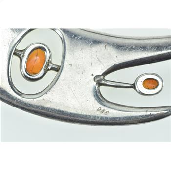 Sterling Silver Mexican Opal Modernist Collar Statement Necklace 15.75