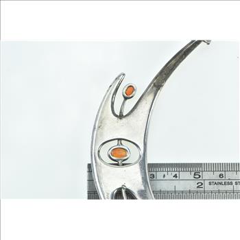 Sterling Silver Mexican Opal Modernist Collar Statement Necklace 15.75