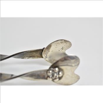 Sterling Silver Mid Century Floral Ice Serving Tongs