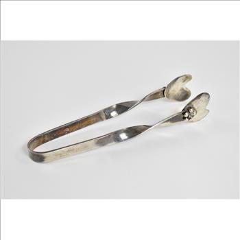 Sterling Silver Mid Century Floral Ice Serving Tongs