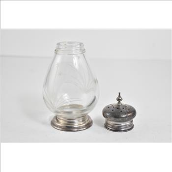 Sterling Silver Mid Century Glass Salt Pepper Shaker