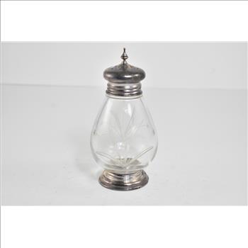 Sterling Silver Mid Century Glass Salt Pepper Shaker