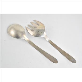 Sterling Silver Mid Century Mexican Salad Serving Set 2 Pcs.