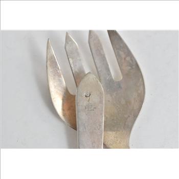 Sterling Silver Mid Century Mexican Salad Serving Set 2 Pcs.