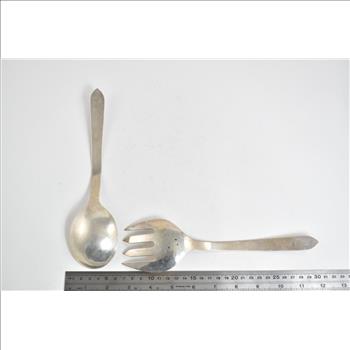 Sterling Silver Mid Century Mexican Salad Serving Set 2 Pcs.