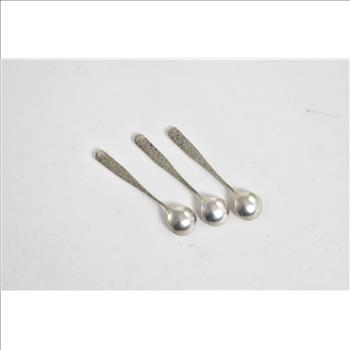 Sterling Silver Monogram H R K Mid Century Salt Spoon Set (3pcs)