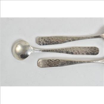 Sterling Silver Monogram H R K Mid Century Salt Spoon Set (3pcs)