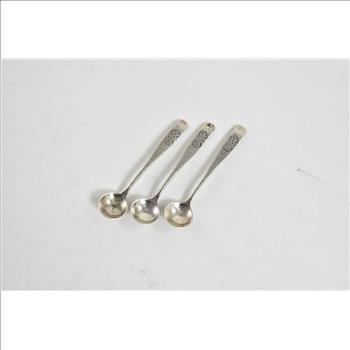 Sterling Silver Monogram H R K Mid Century Salt Spoon Set (3pcs)