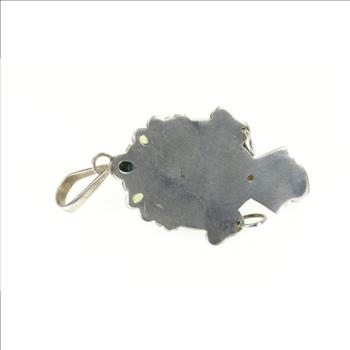 Sterling Silver Moon Face Black Opal Turquoise Peridot Ornate Pendant