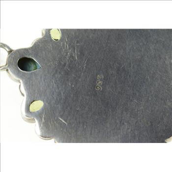 Sterling Silver Moon Face Black Opal Turquoise Peridot Ornate Pendant