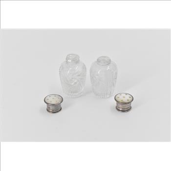 Sterling Silver Mother of Pearl Cut Crystal Salt & Pepper Shaker (2 pcs)