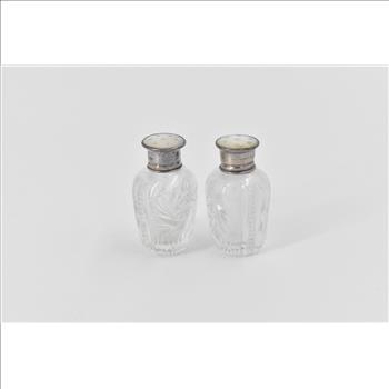 Sterling Silver Mother of Pearl Cut Crystal Salt & Pepper Shaker (2 pcs)