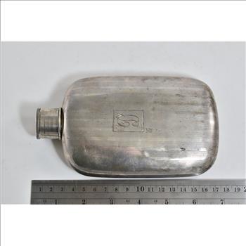 Sterling Silver Napier Sterling D Monogram Flask & Shot Glass