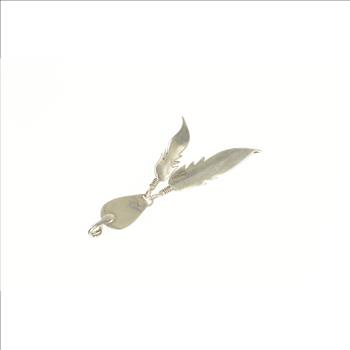 Sterling Silver Native American Bear Claw Turquoise Feather Pendant