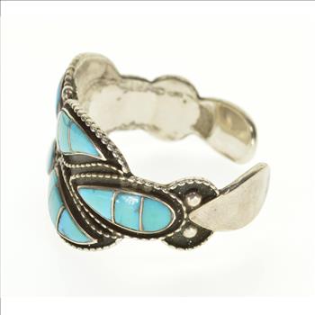 Sterling Silver Native American Design Turquoise Bangle Bracelet 6.25