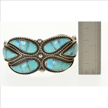 Sterling Silver Native American Design Turquoise Bangle Bracelet 6.25