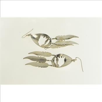 Sterling Silver Native American Fetish Bear Feather Earrings