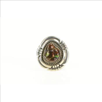 Sterling Silver Native American James H Johnson Fire Agate Ring, Size 6.25