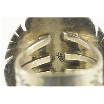 Sterling Silver Native American James H Johnson Fire Agate Ring, Size 6.25