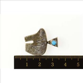 Sterling Silver Native American Mato Bear Turquoise Pendant