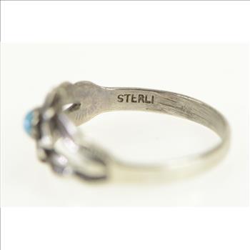 Sterling Silver Native American Turquoise Baby Child's Ring, Size 3.5