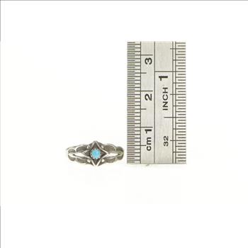 Sterling Silver Native American Turquoise Baby Child's Ring, Size 3.5