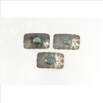 Sterling Silver Native American Turquoise Belt Buckle Set