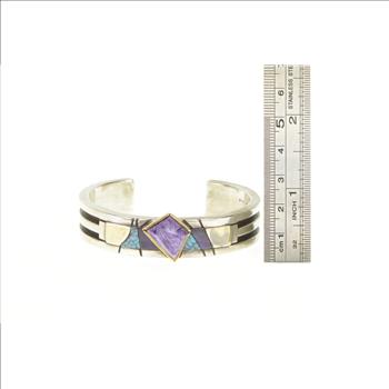 Sterling Silver Navajo Ronnie Joe Henry 14k Sugilite Cuff Bracelet 6.25