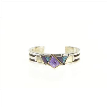 Sterling Silver Navajo Ronnie Joe Henry 14k Sugilite Cuff Bracelet 6.25