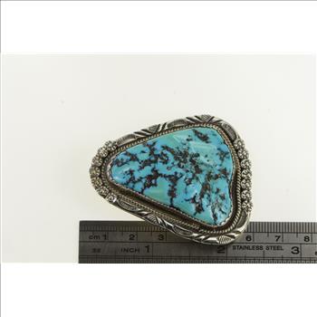 Sterling Silver NE Signed Native American Turquoise Navajo Pendant