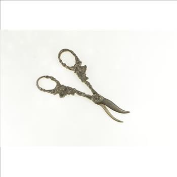 Sterling Silver Oak Leaf Vine Baroque Grape Shears Scissors