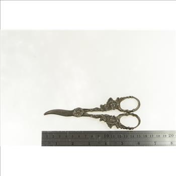 Sterling Silver Oak Leaf Vine Baroque Grape Shears Scissors