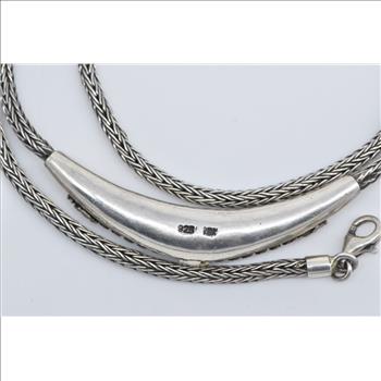 Sterling Silver Ornate 18k Gold Curved Dot Foxtail Chain Necklace 23.75