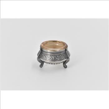 Sterling Silver Ornate Antique Scroll Embossed Salt Cellar