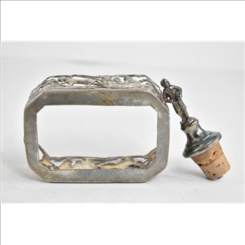 Sterling Silver Ornate Dutch Motif Floral Glass Decanter