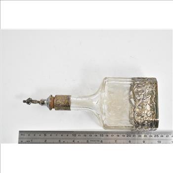 Sterling Silver Ornate Dutch Motif Floral Glass Decanter