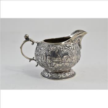Sterling Silver Ornate Dutch Repousse Antique Creamer